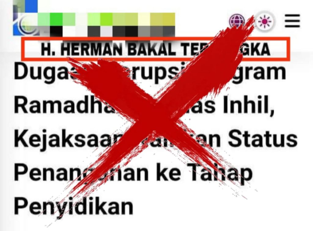 Ket foto: Screenshot/tangkapan layar tudingan yang mengarah ke Haji Herman, dengan narasi Haji Herman bakal tersangka, Kamis (7/11/2024).